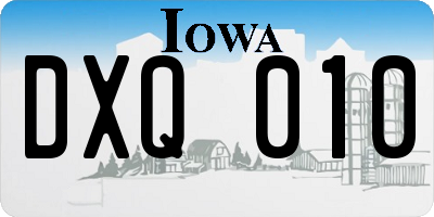 IA license plate DXQ010