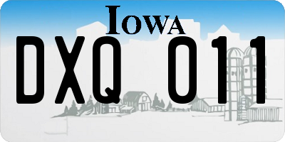 IA license plate DXQ011