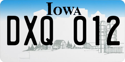 IA license plate DXQ012