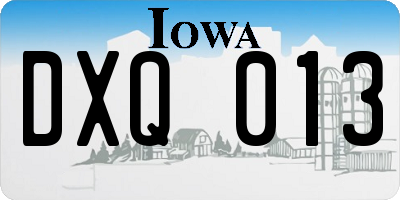 IA license plate DXQ013