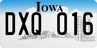 IA license plate DXQ016