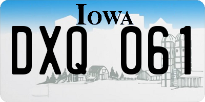 IA license plate DXQ061