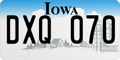 IA license plate DXQ070