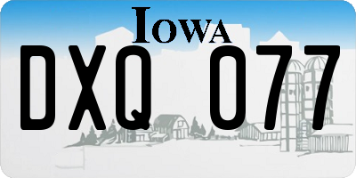 IA license plate DXQ077
