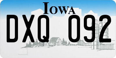 IA license plate DXQ092
