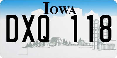 IA license plate DXQ118