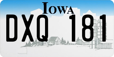 IA license plate DXQ181