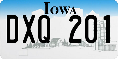 IA license plate DXQ201