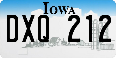 IA license plate DXQ212