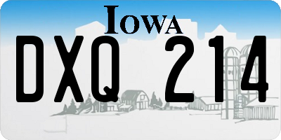 IA license plate DXQ214