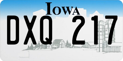 IA license plate DXQ217