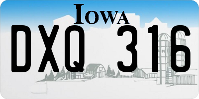 IA license plate DXQ316