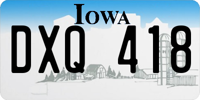 IA license plate DXQ418