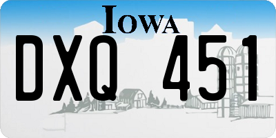 IA license plate DXQ451
