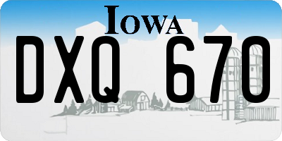 IA license plate DXQ670