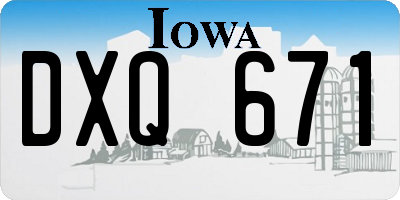 IA license plate DXQ671