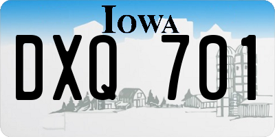 IA license plate DXQ701