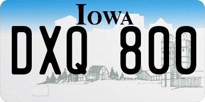 IA license plate DXQ800