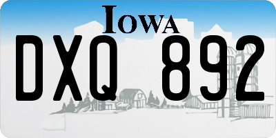 IA license plate DXQ892
