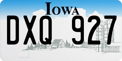 IA license plate DXQ927