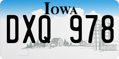 IA license plate DXQ978