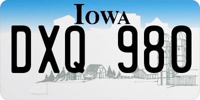 IA license plate DXQ980