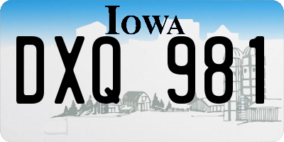 IA license plate DXQ981