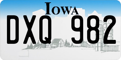 IA license plate DXQ982