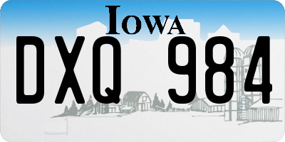IA license plate DXQ984