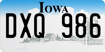 IA license plate DXQ986