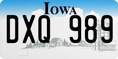 IA license plate DXQ989