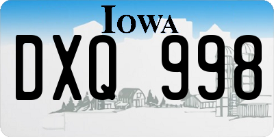 IA license plate DXQ998