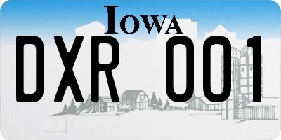 IA license plate DXR001