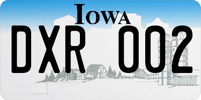 IA license plate DXR002