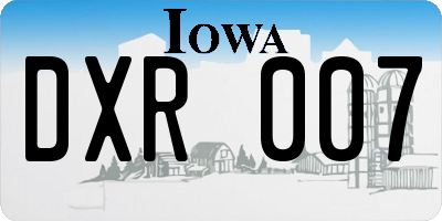 IA license plate DXR007