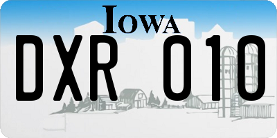 IA license plate DXR010