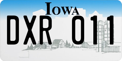 IA license plate DXR011