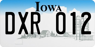 IA license plate DXR012