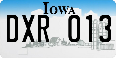 IA license plate DXR013