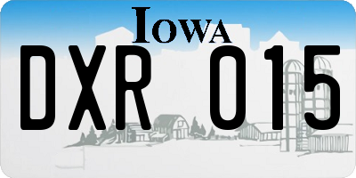 IA license plate DXR015