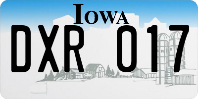 IA license plate DXR017