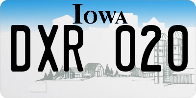 IA license plate DXR020