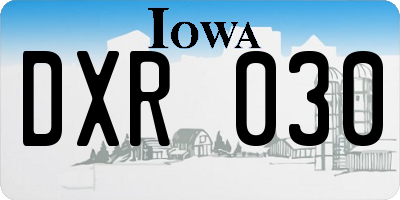 IA license plate DXR030