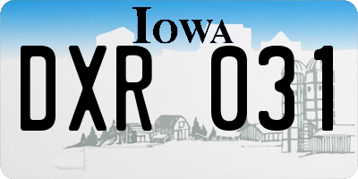 IA license plate DXR031