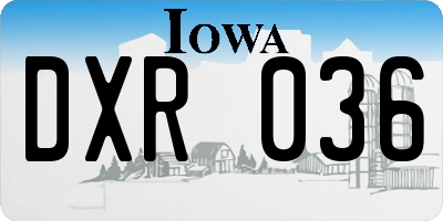 IA license plate DXR036