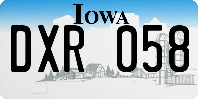 IA license plate DXR058