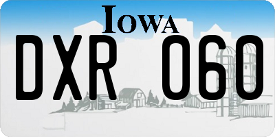 IA license plate DXR060