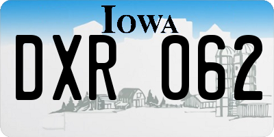 IA license plate DXR062