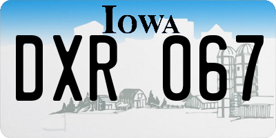 IA license plate DXR067