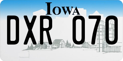 IA license plate DXR070